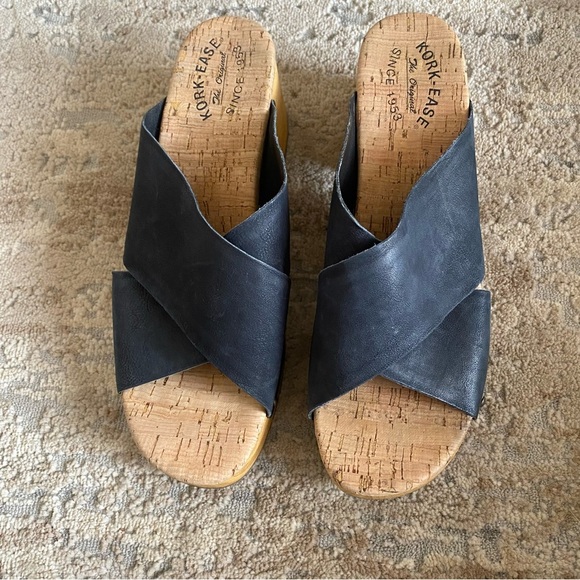 Kork-Ease Tatum Wooden Platform Lug Sole Sandals Open Toe Criss Cross Black: 10M - Picture 3 of 11